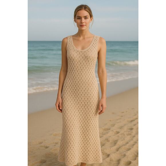 Double Zero Croched Dress Nude M Midi - Picture 1 of 7